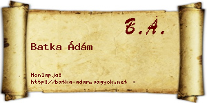 Batka Ádám névjegykártya
